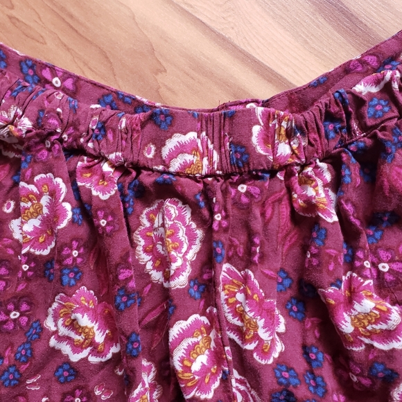 Hollister magenta large floral button mini circle skirt elastic waist Size Large - Picture 3 of 5
